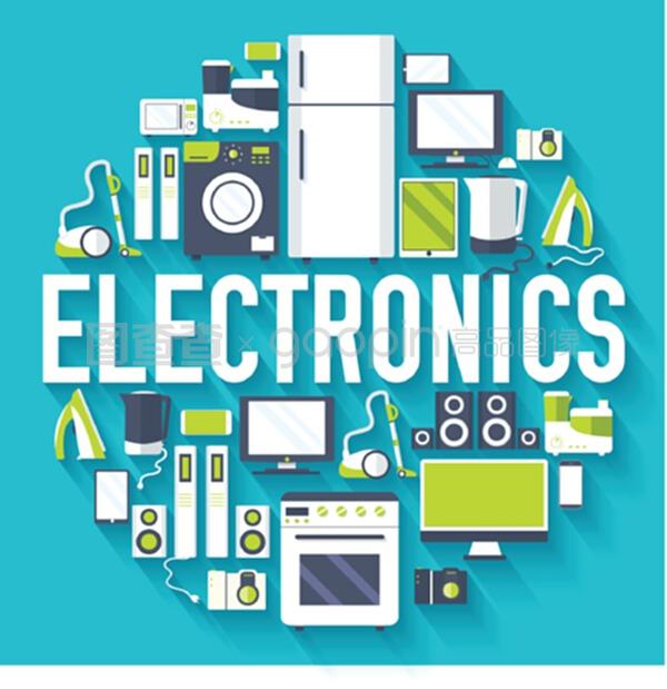 家庭电子电器循环 信息图形模板与设计概念