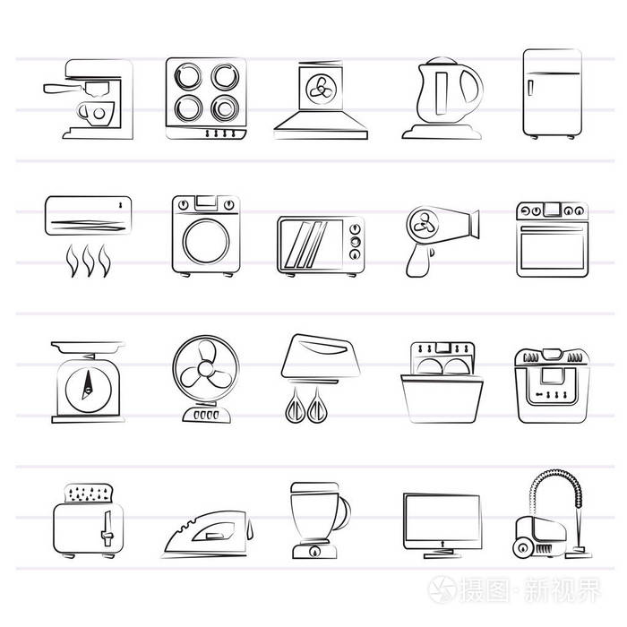 家用电器与电子产品图标的矢量设计与设置