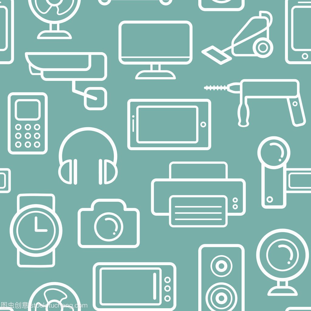 无缝图案集 家用电器及电子产品的艺术与实用融合